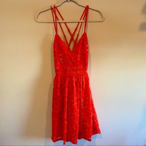 Soieblu Orange/Red Cross-Back Sundress
